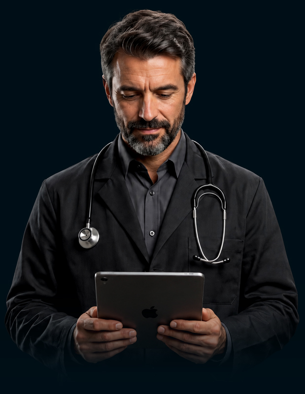 Médico usando tablet
