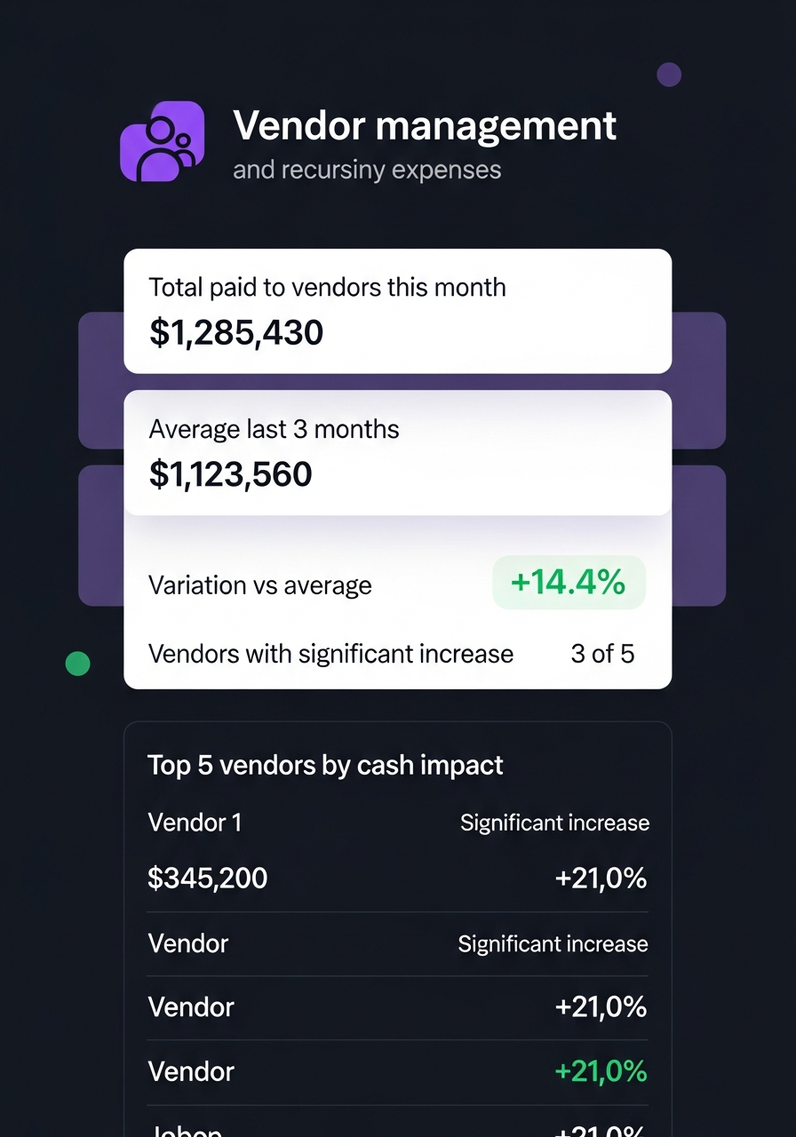 Dashboard for managing vendors and recurring expenses